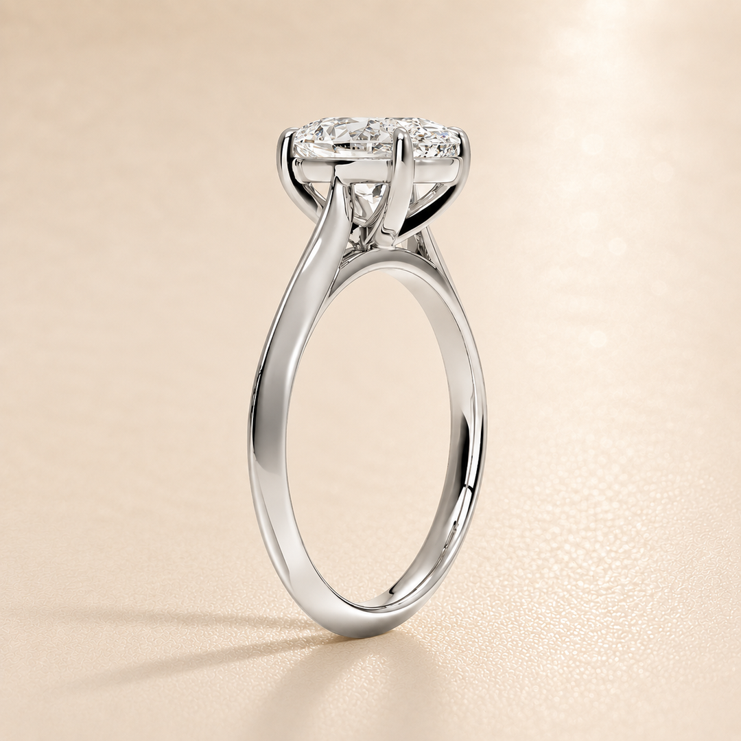 Knife Edge Solitaire Ring in Silver