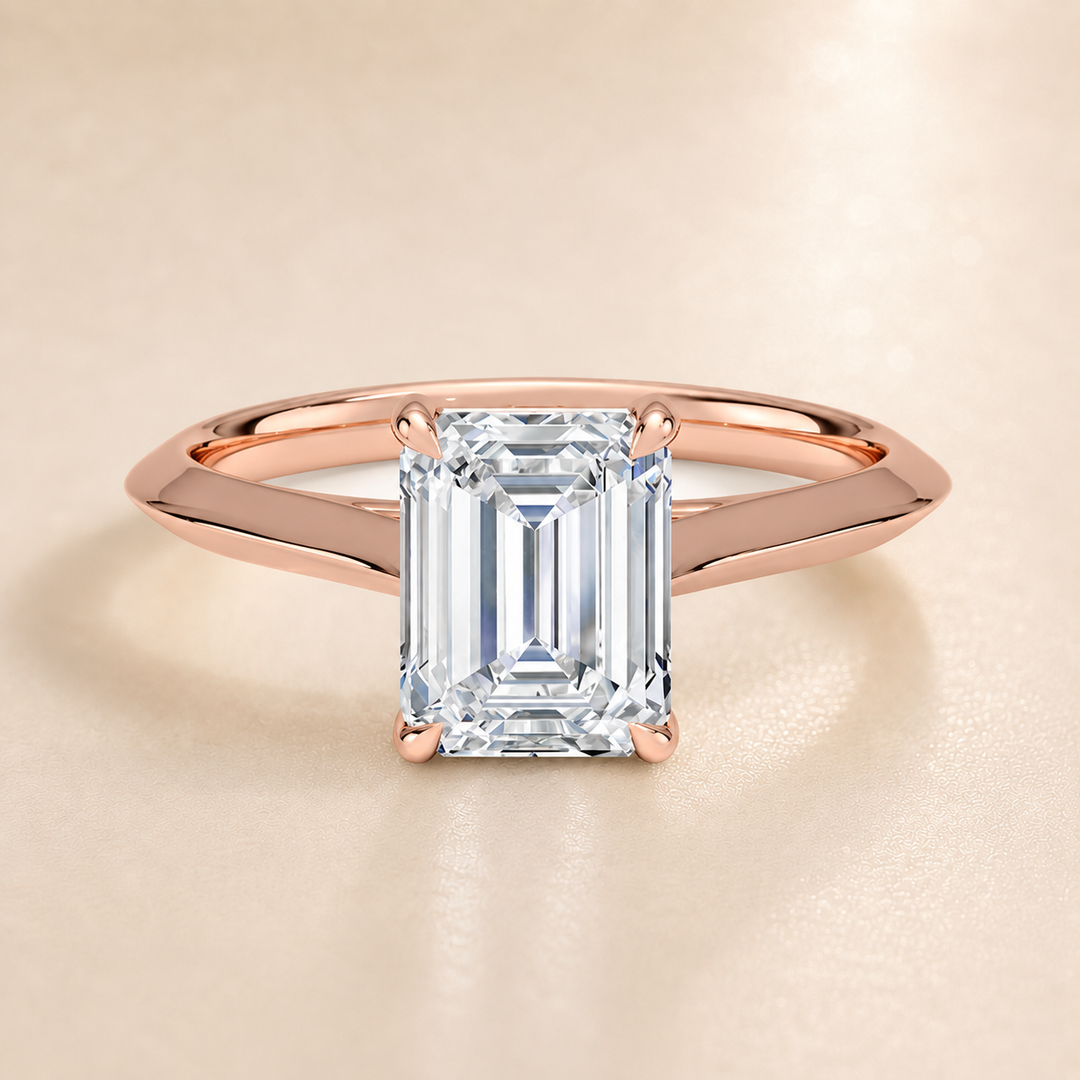 Knife Edge Solitaire Ring in Rose Gold