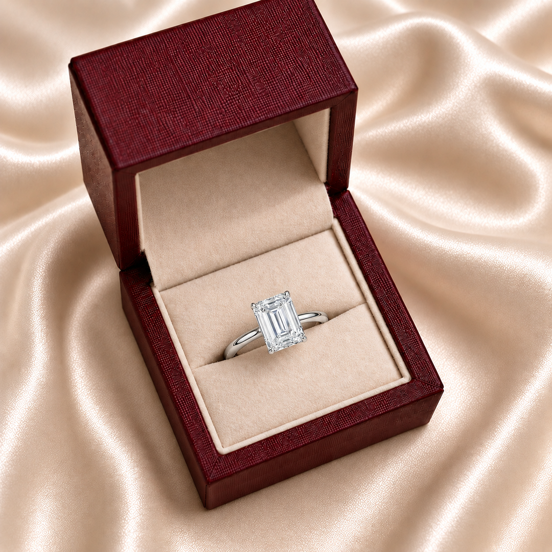 Hidden Halo Solitaire Diamond Ring in Silver