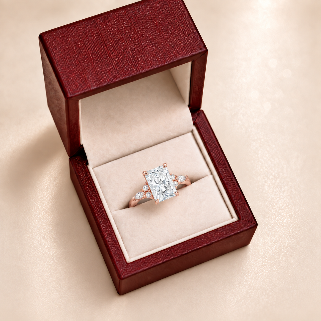 Accents Triology Engagement Ring in Rose Gold