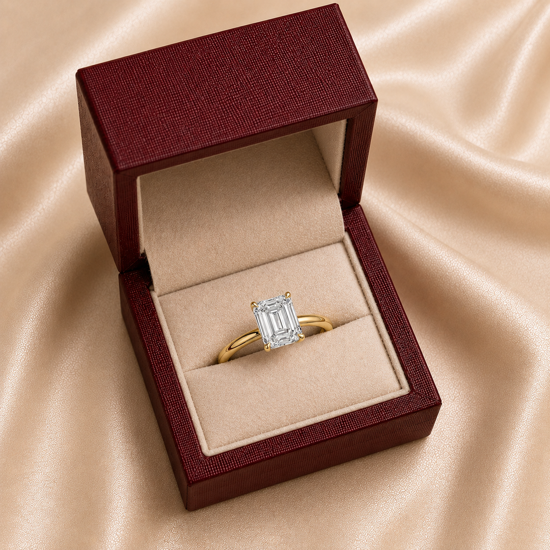 Hidden Halo Solitaire Diamond Ring in Yellow Gold