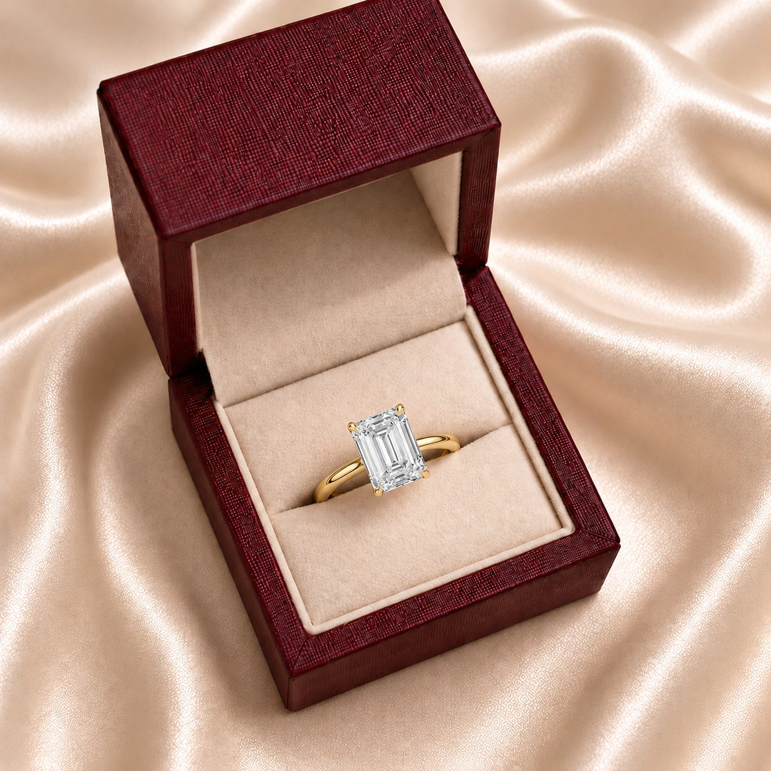 Hidden Halo Solitaire Diamond Ring in Yellow Gold