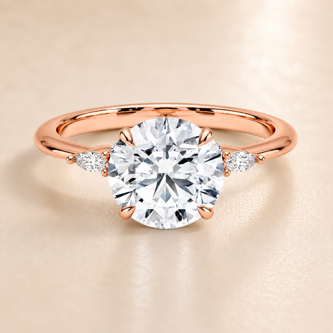 Accents Triology Engagement Ring in Rose Gold
