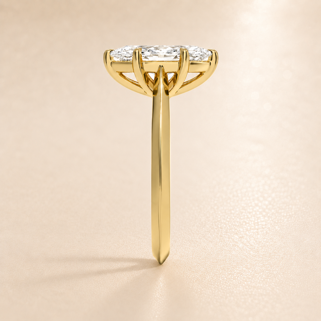 Knife Edge Solitaire Ring in Yellow Gold