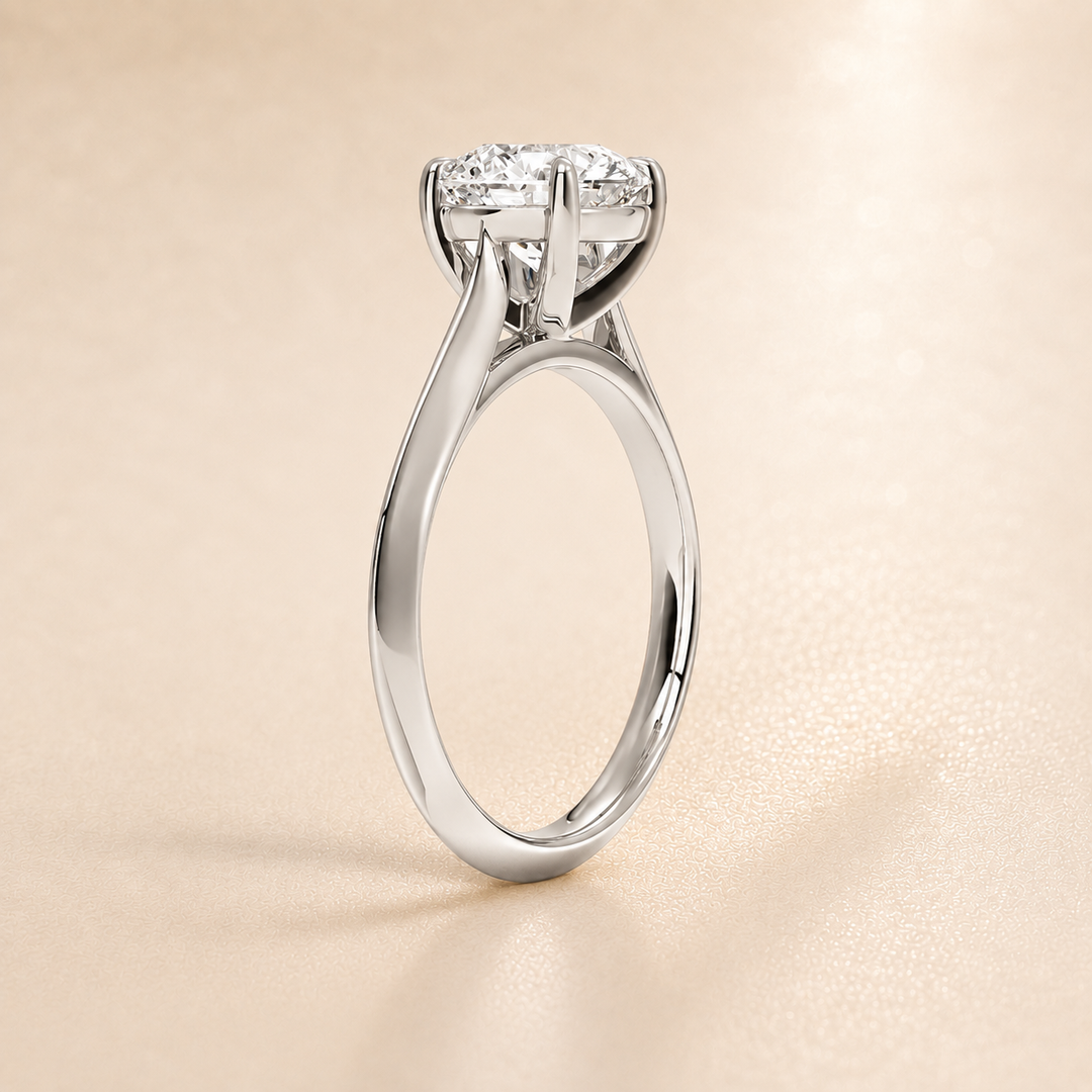 Knife Edge Solitaire Ring in White Gold