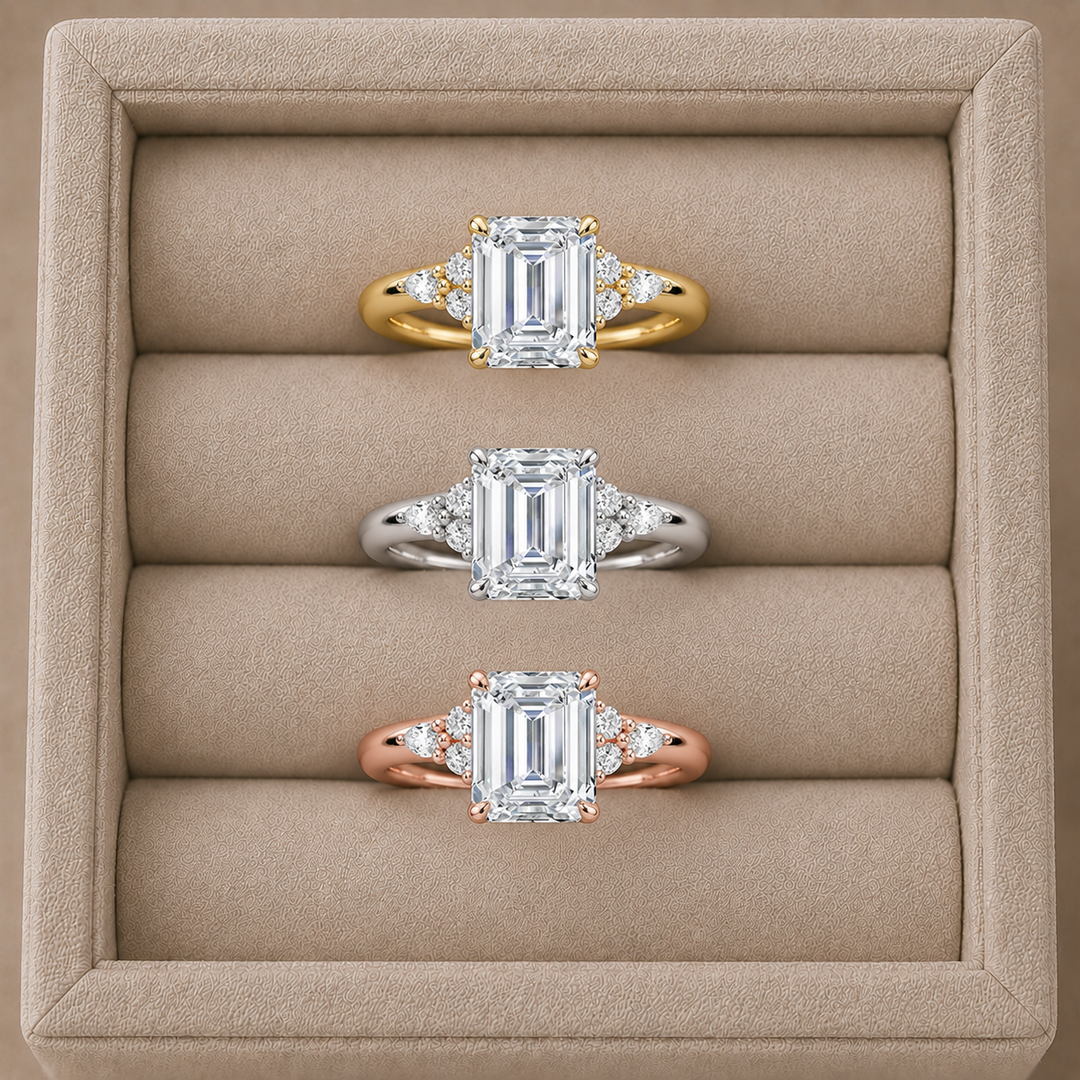 Accents Triology Engagement Ring in White Gold
