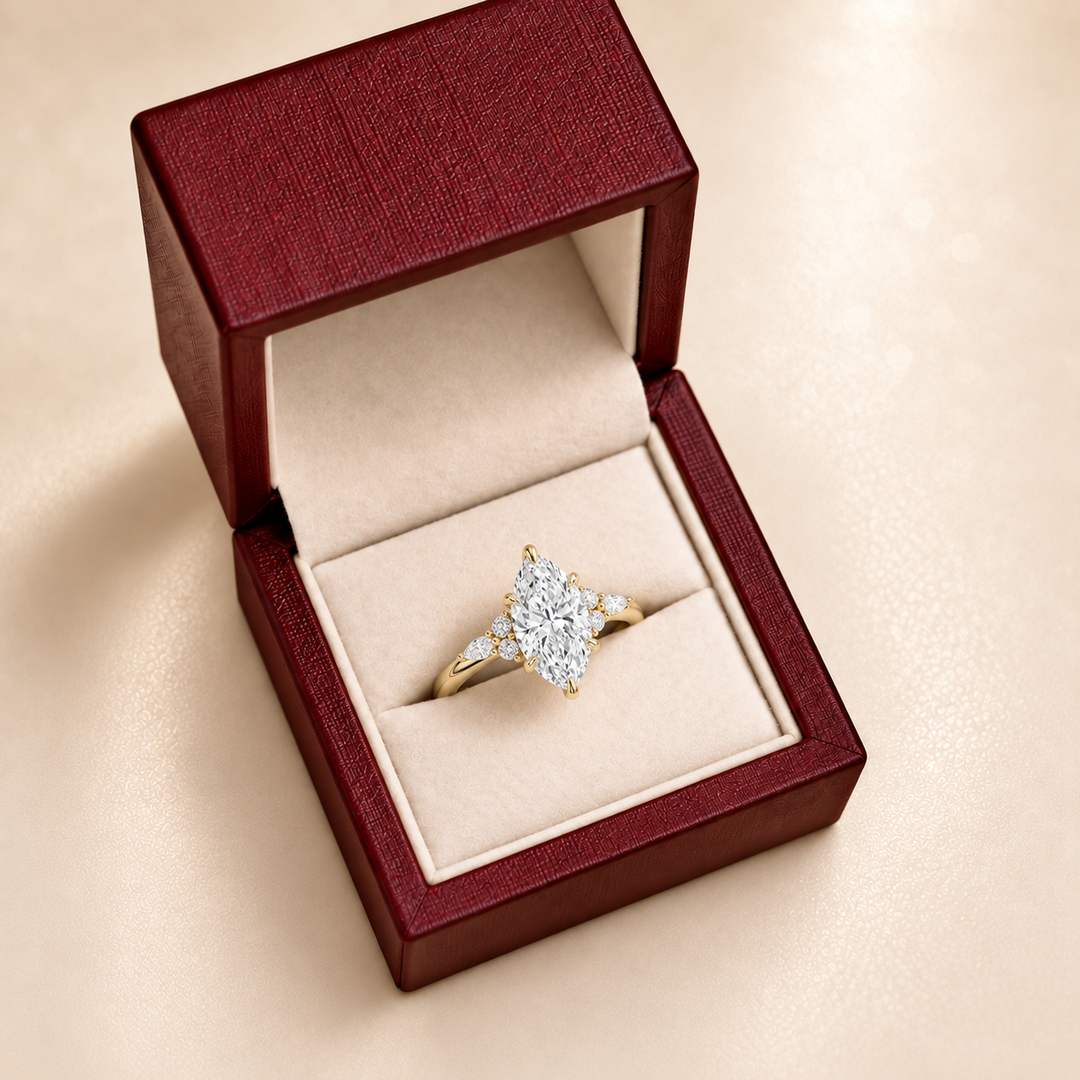 Accents Triology Engagement Ring in Yellow Gold