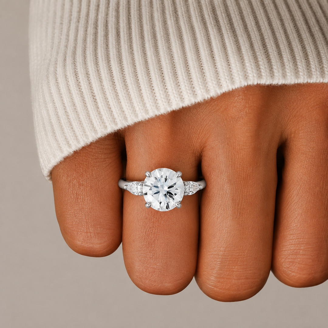 Accents Triology Engagement Ring in White Gold