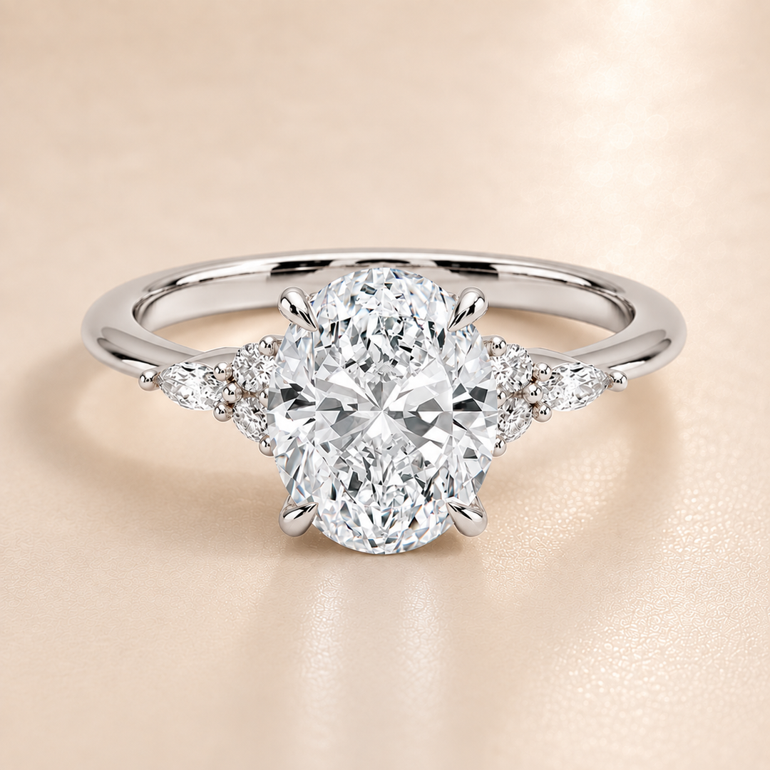 Accents Triology Engagement Ring in White Gold
