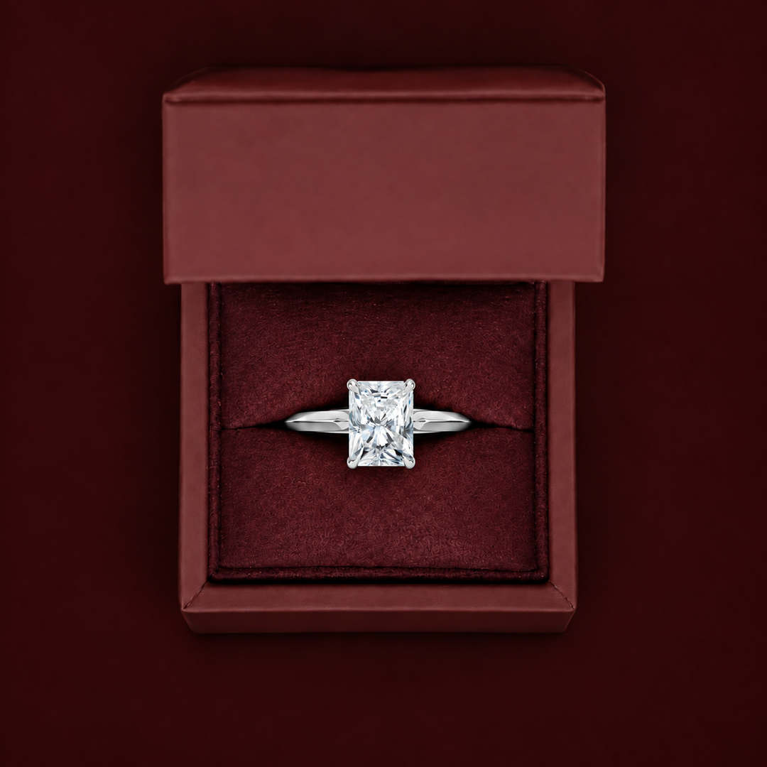 Knife Edge Solitaire Ring in White Gold