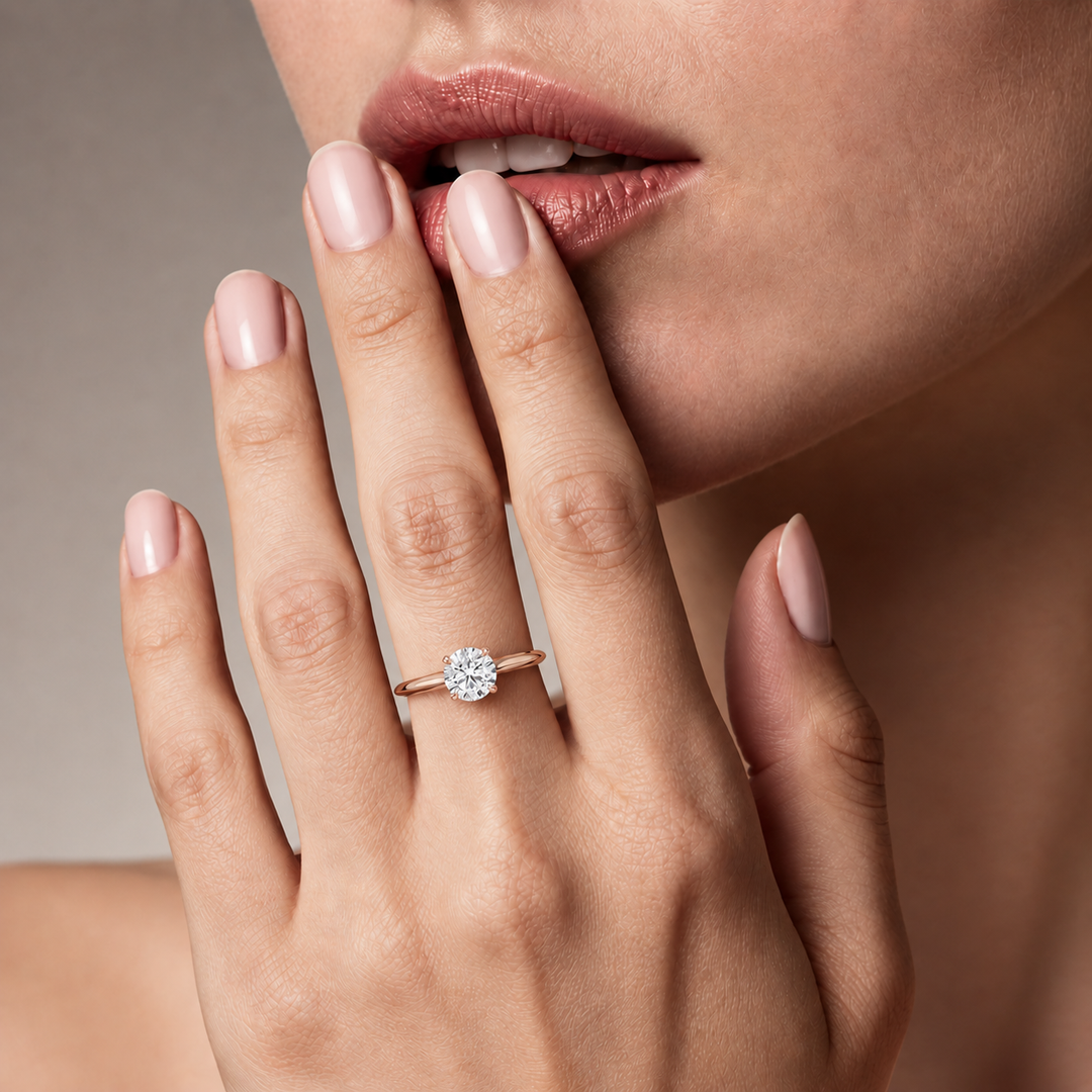 Knife Edge Solitaire Ring in Rose Gold