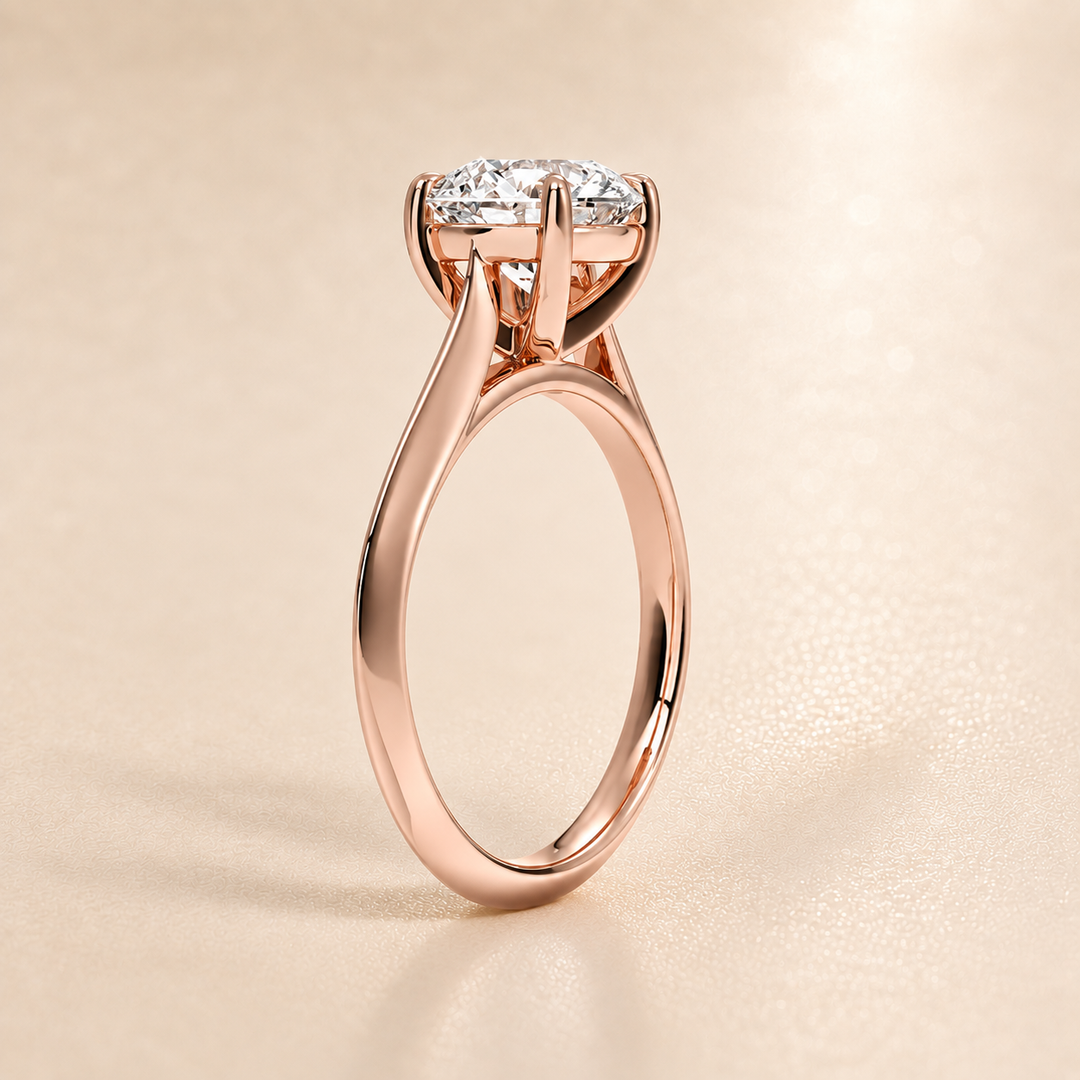 Knife Edge Solitaire Ring in Rose Gold