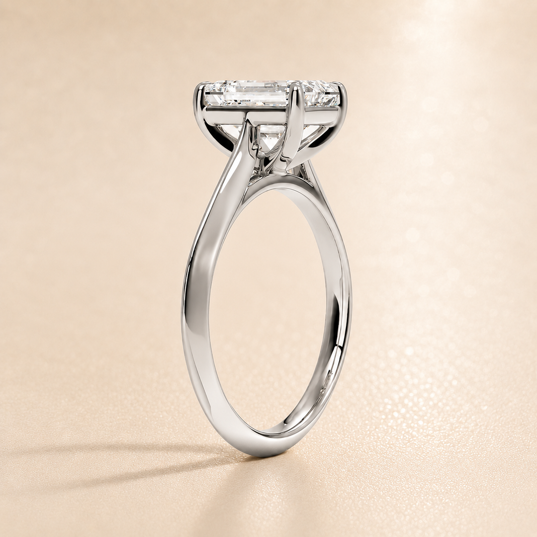 Knife Edge Solitaire Ring in White Gold