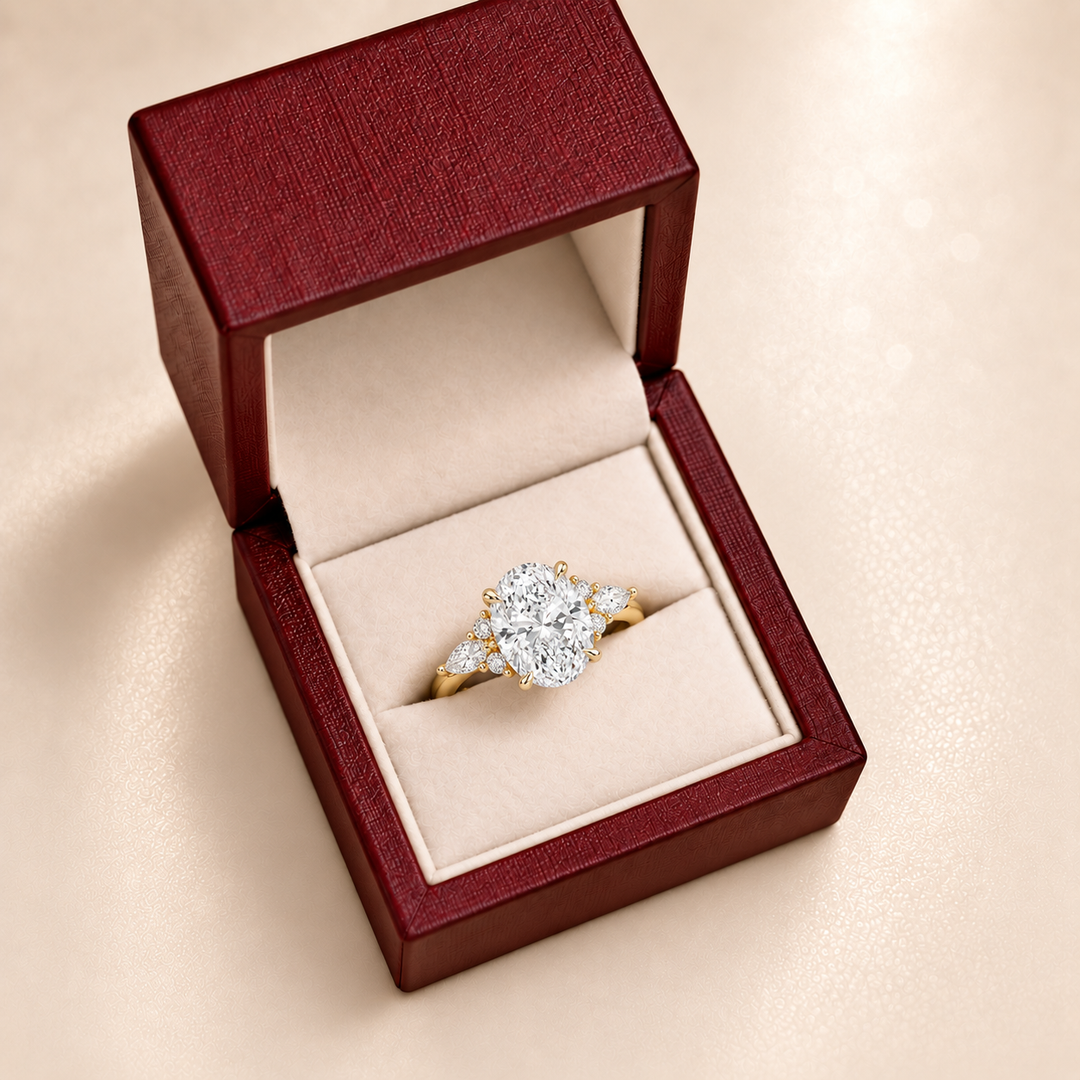 Accents Triology Engagement Ring in Yellow Gold