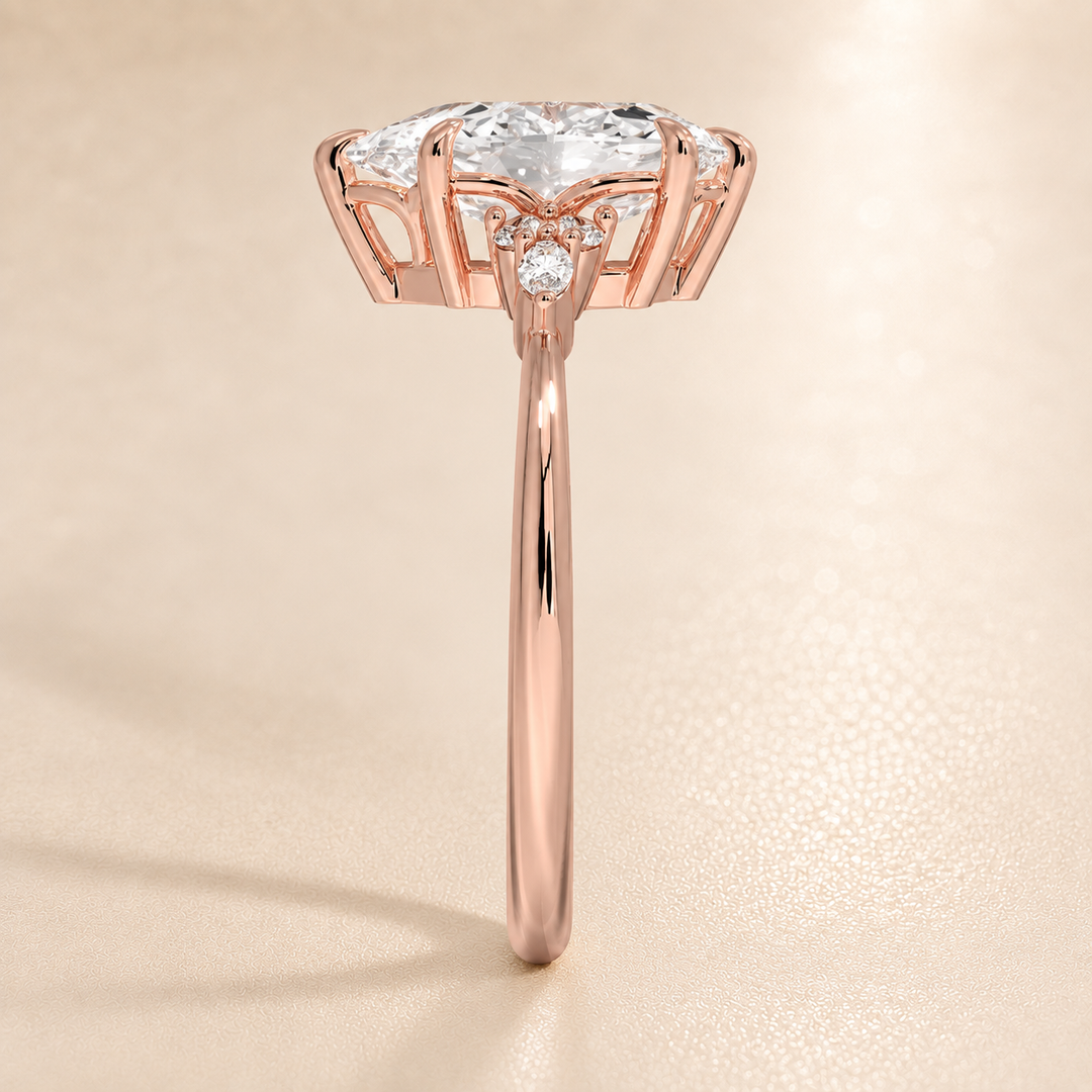 Accents Triology Engagement Ring in Rose Gold