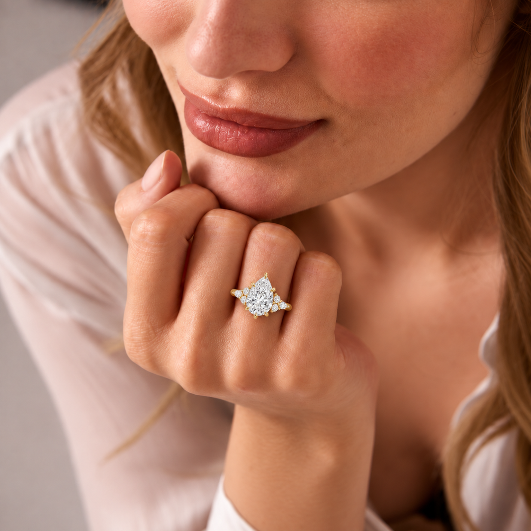 Accents Triology Engagement Ring in Yellow Gold