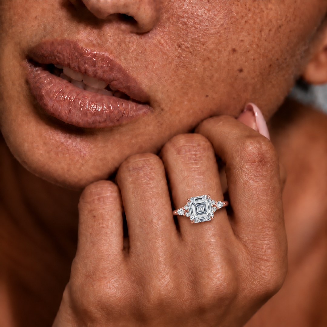 Accents Triology Engagement Ring in Rose Gold