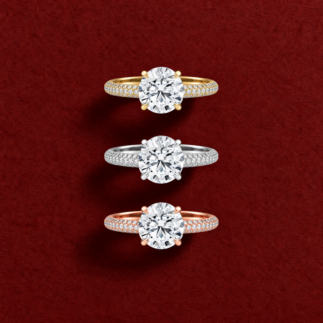Micro Pave band Solitaire Ring in Silver