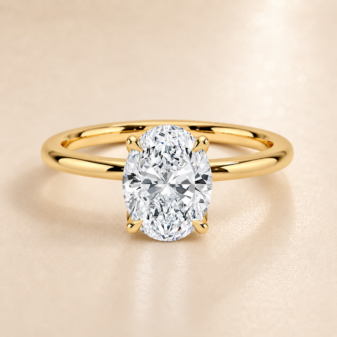 Hidden Petal Solitaire Ring in Yellow Gold