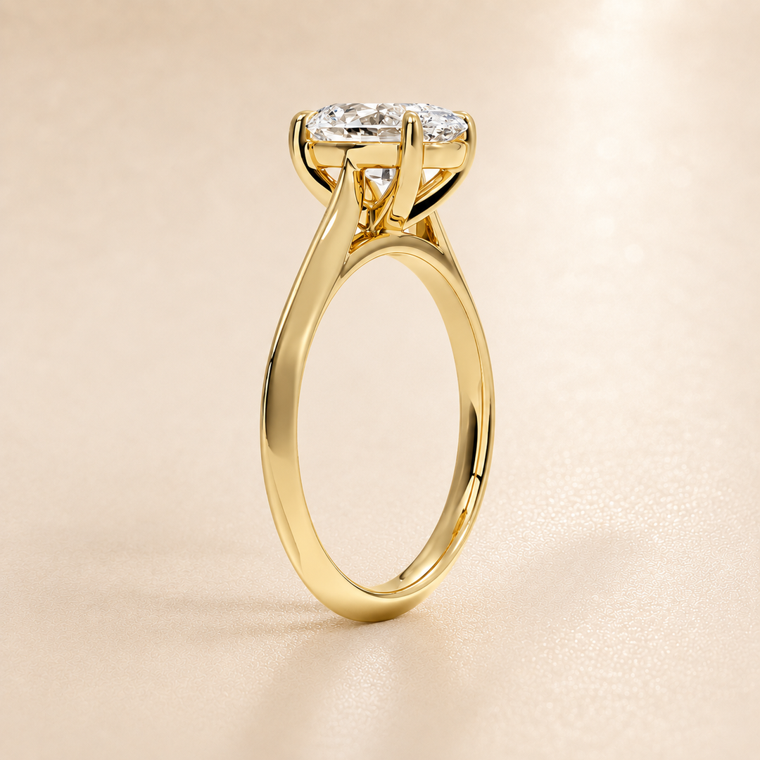 Knife Edge Solitaire Ring in Yellow Gold