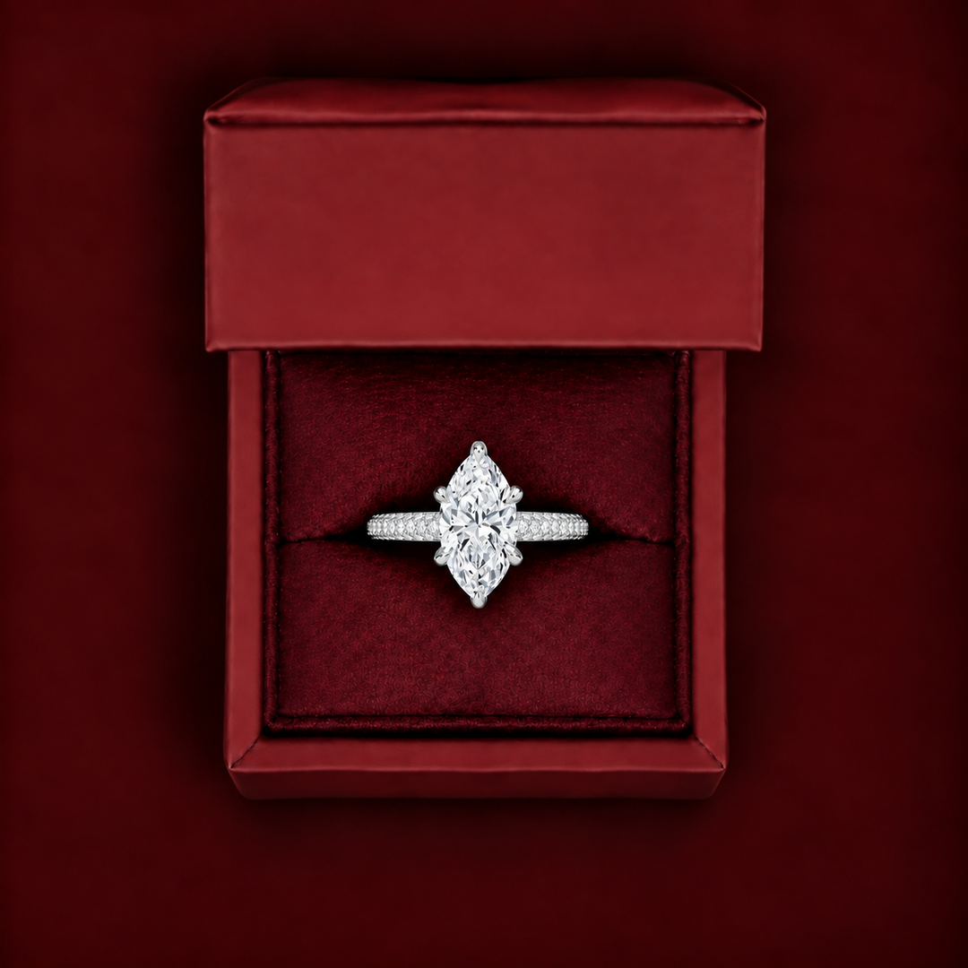 Micro Pave band Solitaire Ring in Silver