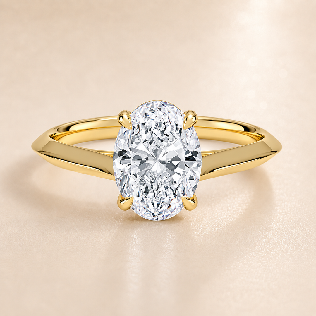 Knife Edge Solitaire Ring in Yellow Gold