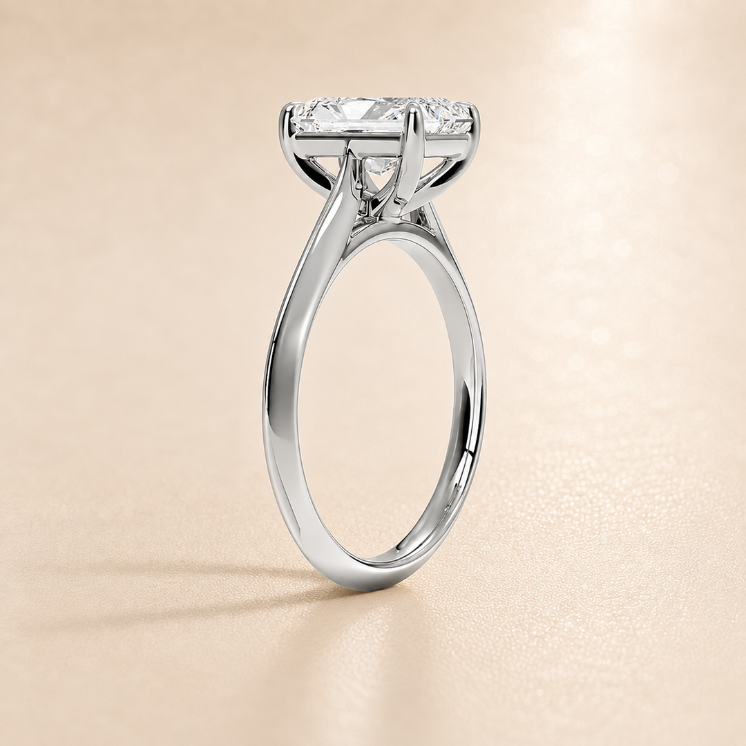 Knife Edge Solitaire Ring in White Gold