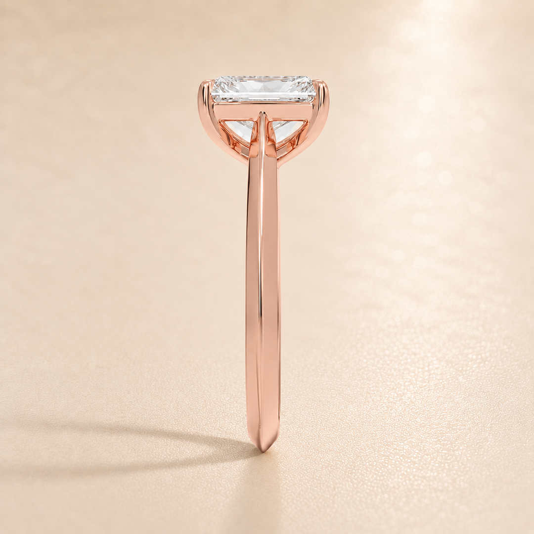 Knife Edge Solitaire Ring in Rose Gold