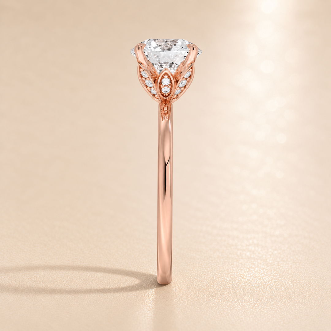 Hidden Petal Solitaire Ring in Rose Gold