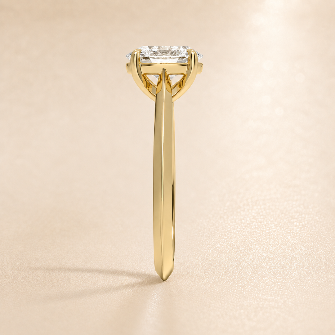 Knife Edge Solitaire Ring in Yellow Gold