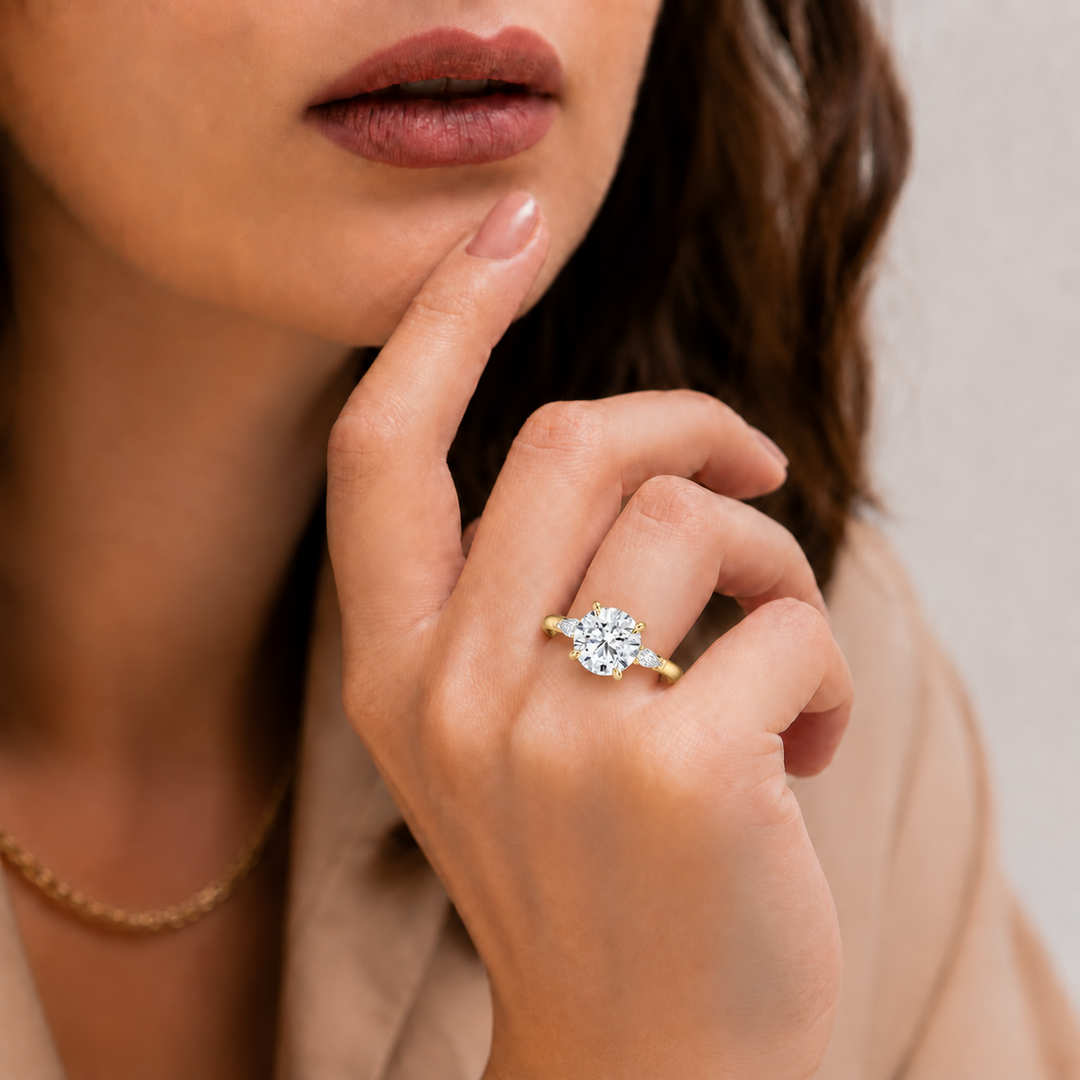 Accents Triology Engagement Ring in Yellow Gold