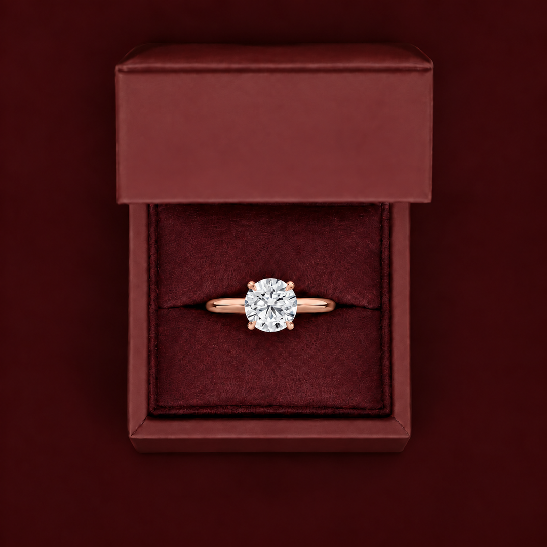 Hidden Petal Solitaire Ring in Rose Gold
