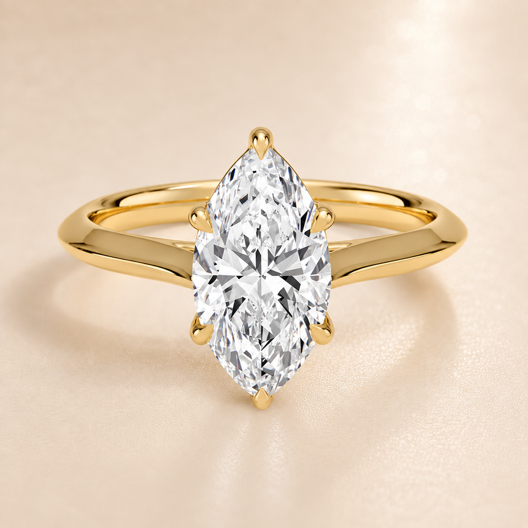 Knife Edge Solitaire Ring in Yellow Gold