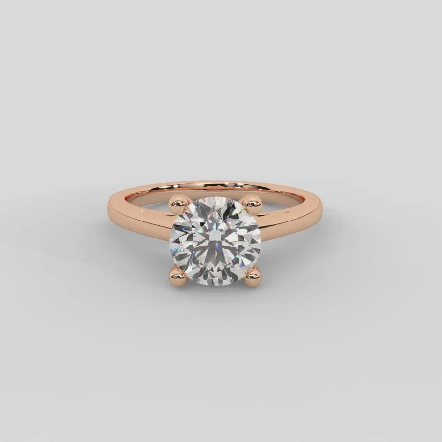Iris Vintage Round Diamond Engagement Ring in Rose Gold