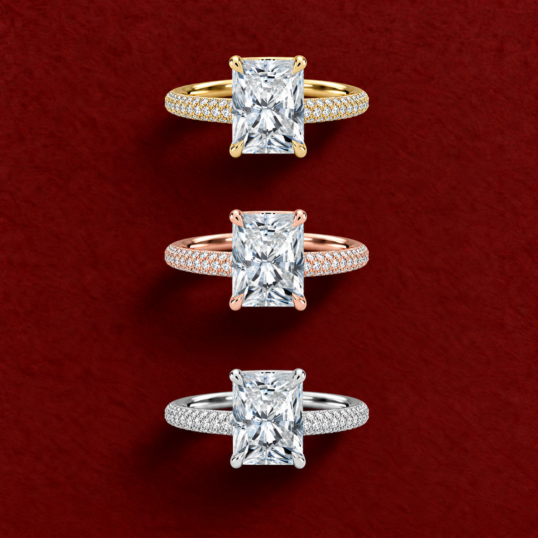 Micro Pave band Solitaire Ring in Silver