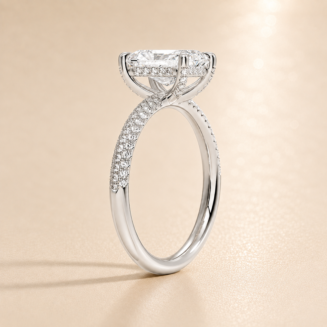 Micro Pave band Solitaire Ring in Silver