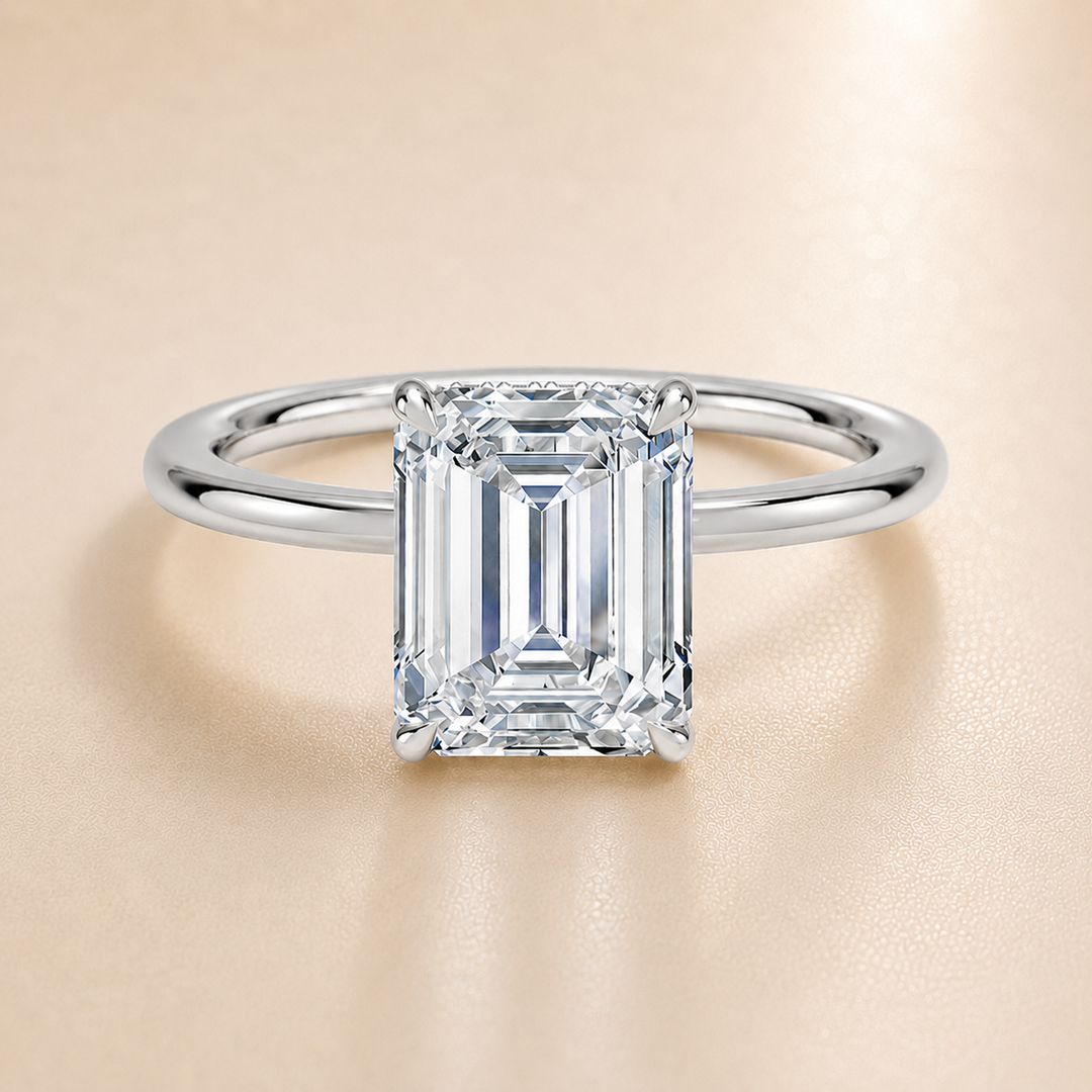 Hidden Halo Solitaire Diamond Ring in White Gold