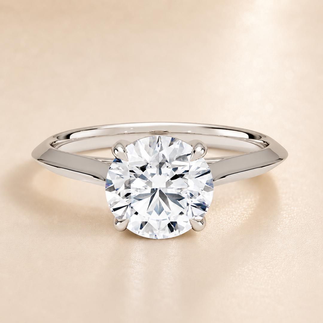 Knife Edge Solitaire Ring in White Gold