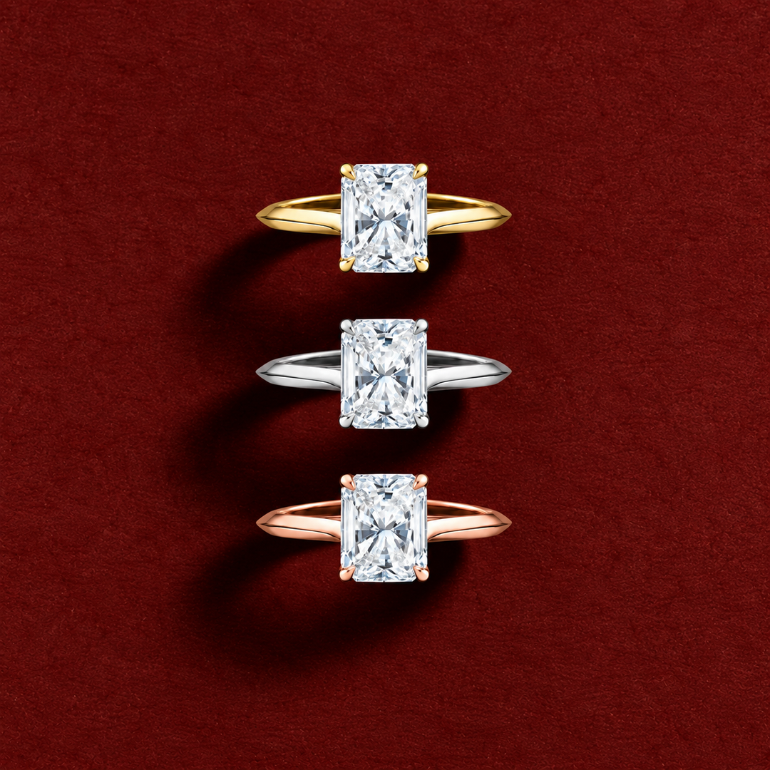 Knife Edge Solitaire Ring in White Gold