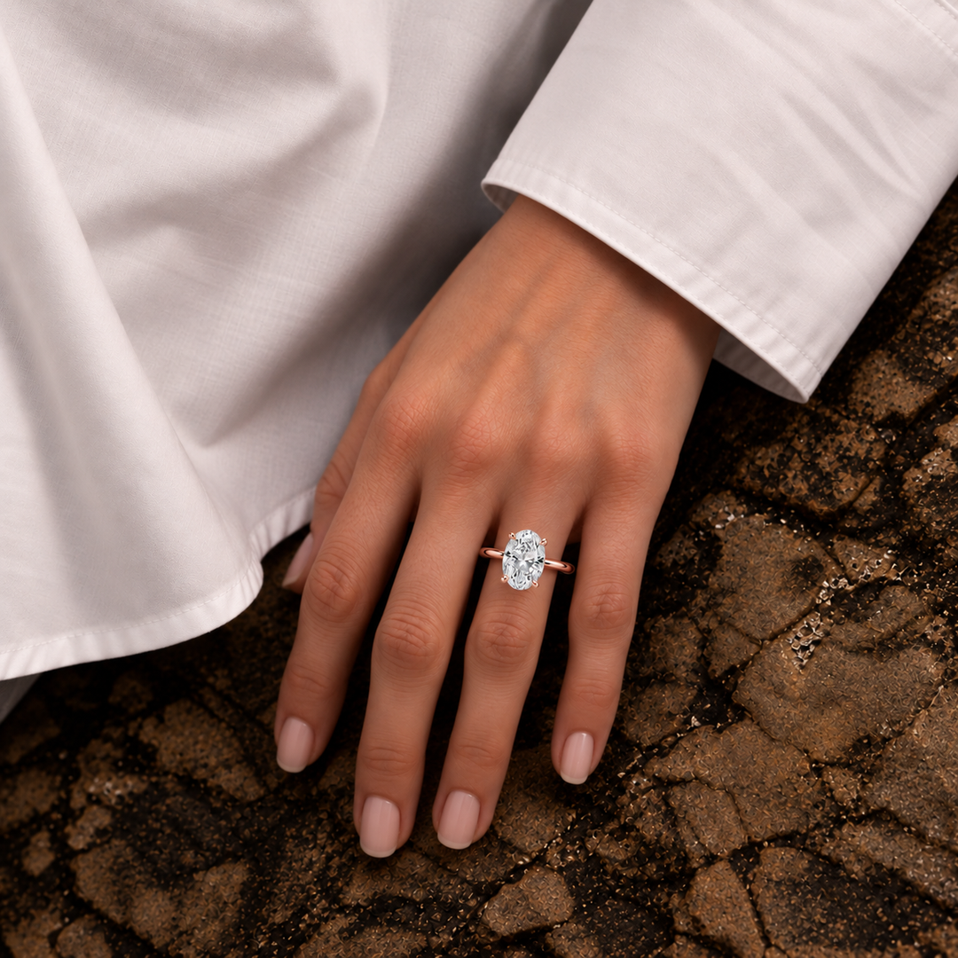 Hidden Petal Solitaire Ring in Rose Gold