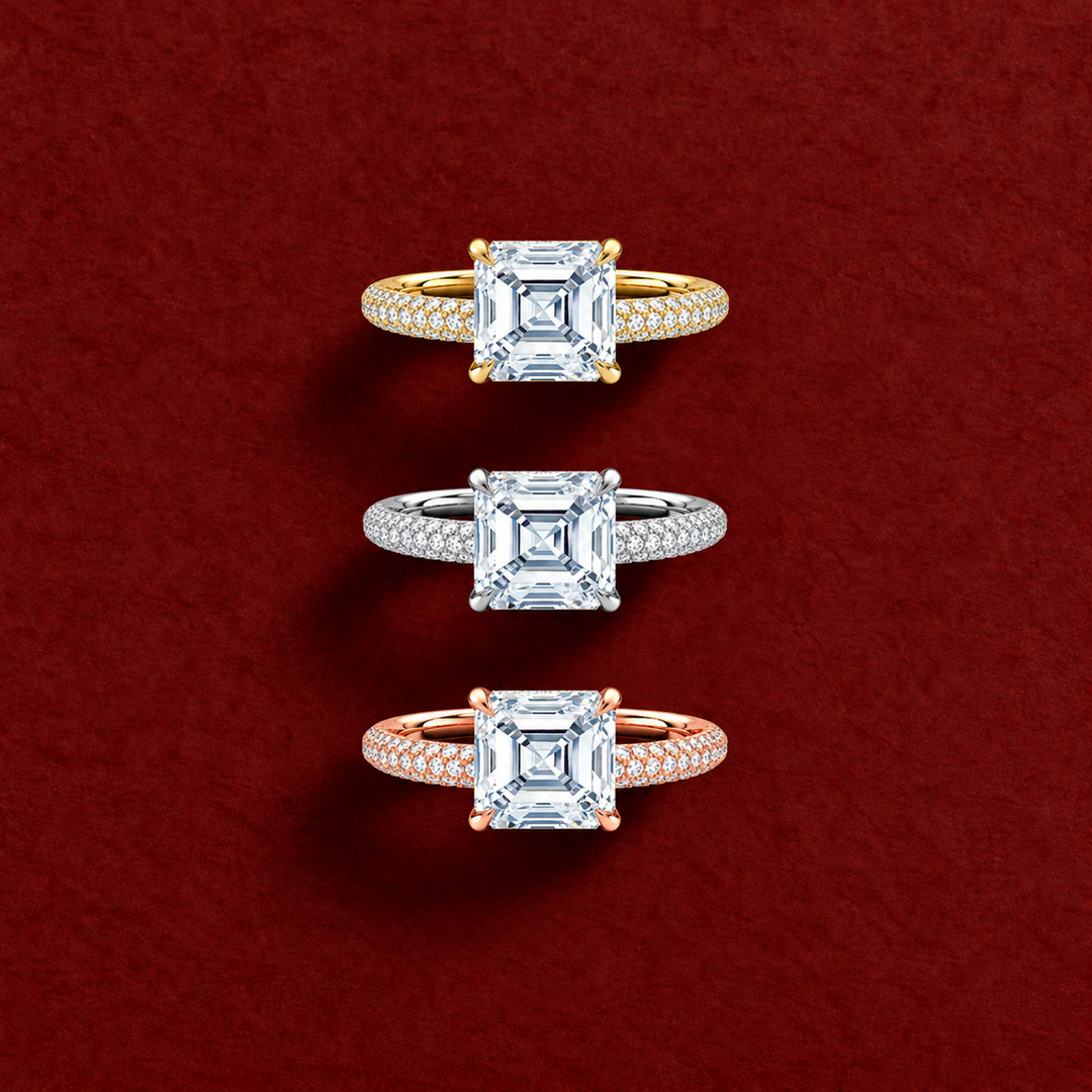 Micro Pave band Solitaire Ring in Silver