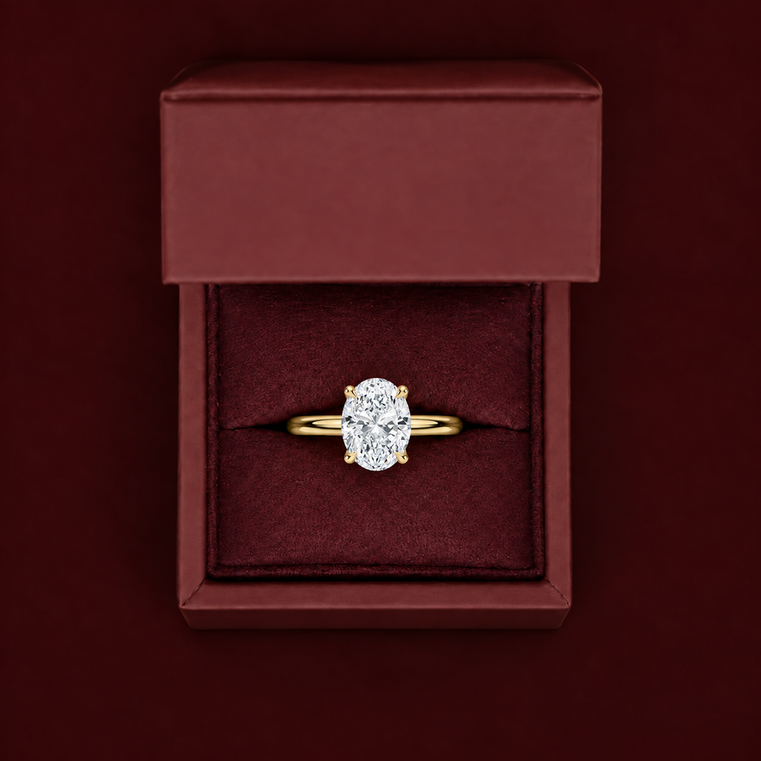 Hidden Petal Solitaire Ring in Yellow Gold