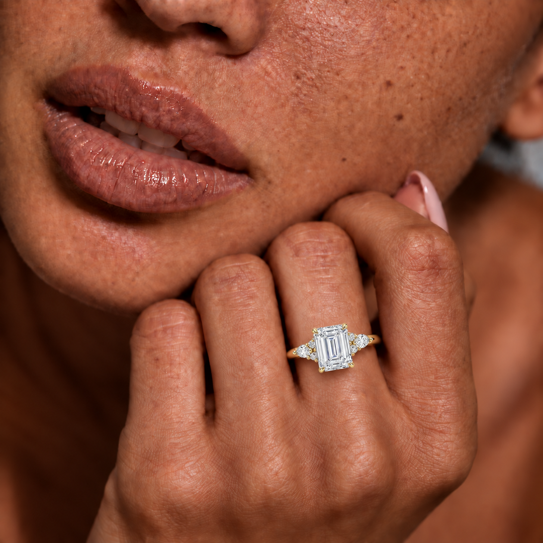 Accents Triology Engagement Ring in Yellow Gold