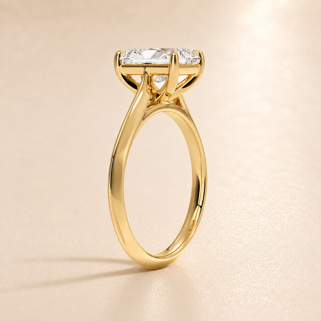 Knife Edge Solitaire Ring in Yellow Gold