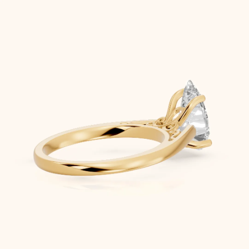 Iris Vintage Pear Diamond Engagement Ring in Yellow Gold