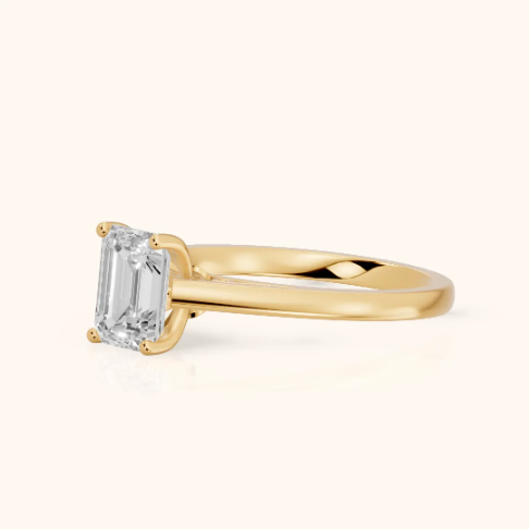 Iris Vintage Emerald Diamond Engagement Ring in Yellow Gold