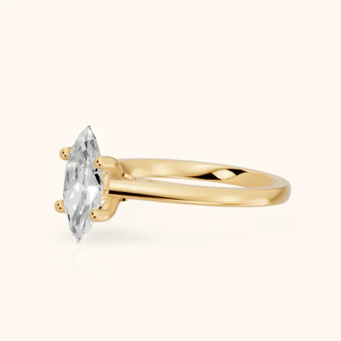 Iris Vintage Marquise Diamond Engagement Ring in Yellow Gold