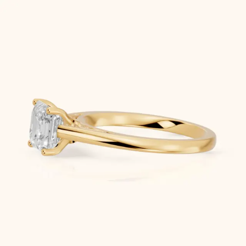 Iris Vintage Asscher Diamond Engagement Ring in Yellow Gold