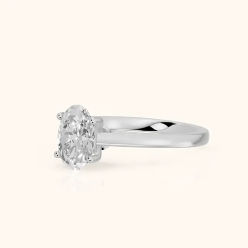 Iris Vintage Oval Diamond Engagement Ring in White Gold