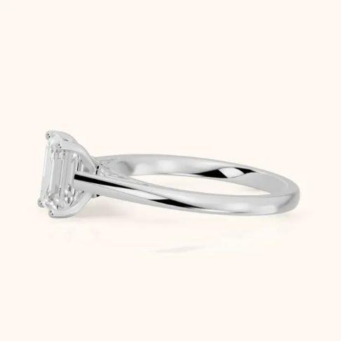 Iris Vintage Emerald Diamond Engagement Ring in White Gold